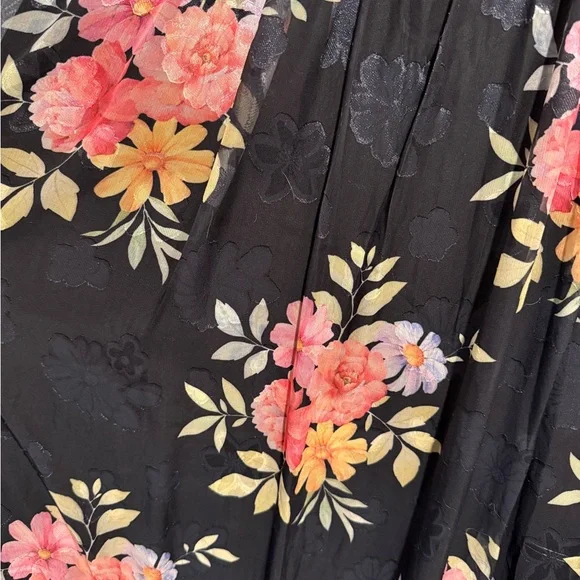 New w/ Tags - Black Floral Midi Dress - Picture 3 of 7